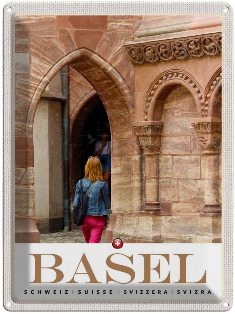 Blechschild 40x30 cm Basel Schweiz Stadttour Altstadt Bildmotiv Reisemotiv Abenteuer Reisen Urlaub