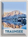 Blechschild 40x30 cm Traunsee Östereich Winterzeit Schnee Bildmotiv Reisemotiv Abenteuer Reisen Europa Urlaub