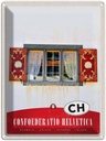 Blechschild 40x30 cm Confederation Helvetica Natur Haus Bildmotiv Reisemotiv Abenteuer Reisen Europa Urlaub