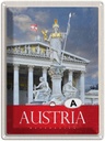 Blechschild 40x30 cm Österreich Skulptur weiß gold Bildmotiv Reisemotiv Abenteuer Reisen Europa Urlaub