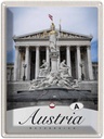 Blechschild 40x30 cm Österreich Skulptur Urlaub weiß gold Römer Bildmotiv Reisemotiv Abenteuer Reisen Europa