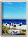 Blechschild 40x30 cm Ostsee Strand Europa Urlaub Ebbe und Flut Strandkorb Bildmotiv Reisemotiv Abenteuer Reisen