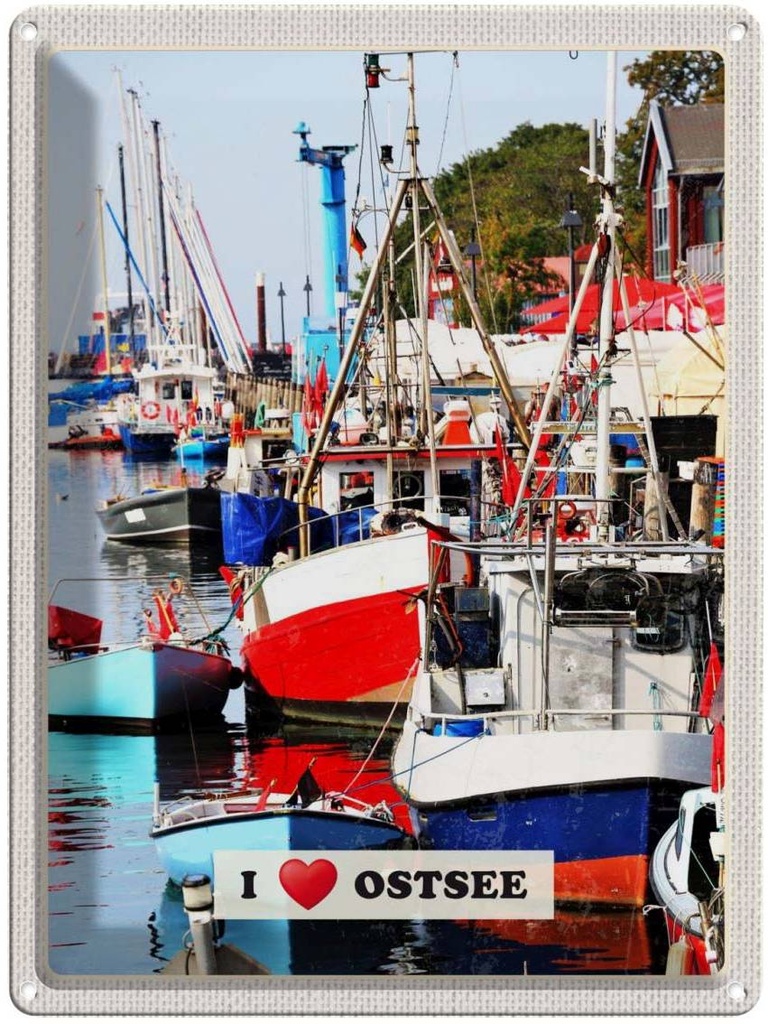Blechschild 40x30 cm Ostsee Meer Urlaub Natur Boote Bootstour Bildmotiv Reisemotiv Abenteuer Reisen Europa