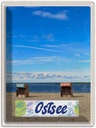 Blechschild 40x30 cm Ostsee Strandkorb Meer Strand Bildmotiv Reisemotiv Abenteuer Reisen Urlaub