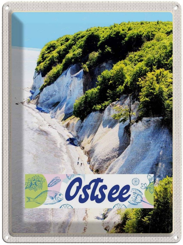 Blechschild 40x30 cm Ostsee Strand Urlaub Natur Wälder Gebirge Bildmotiv Reisemotiv Abenteuer Reisen Europa
