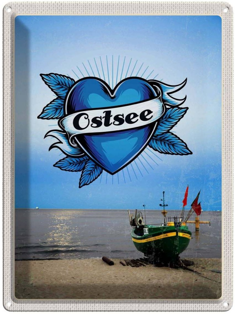 Blechschild 40x30 cm Ostsee Meer Urlaub Boot Flagge Bootstour Bildmotiv Reisemotiv Abenteuer Reisen Europa