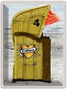 Blechschild 40x30 cm Ostsee Strandkorb Urlaub gelb Meer Strand Bildmotiv Reisemotiv Abenteuer Reisen Europa