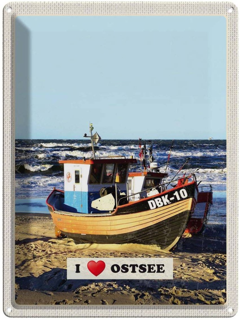 Blechschild 40x30 cm Ostsee Deutschland Urlaub Boot Wellen Meer Bildmotiv Reisemotiv Abenteuer Reisen Europa