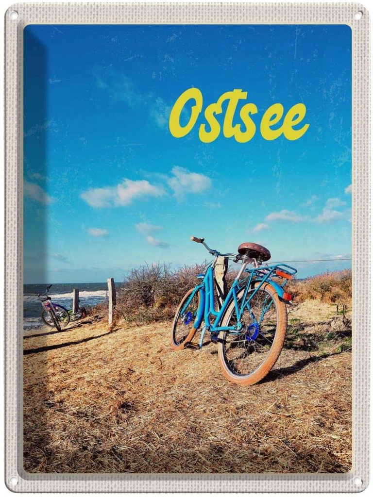 Blechschild 40x30 cm Ostsee Fahrradtour Urlaub Meer Strand Fahrrad Bildmotiv Reisemotiv Abenteuer Reisen Europa