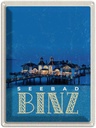 Blechschild 40x30 cm Binz Seebad Haus Meer Abend Bildmotiv Reisemotiv Abenteuer Reisen Urlaub