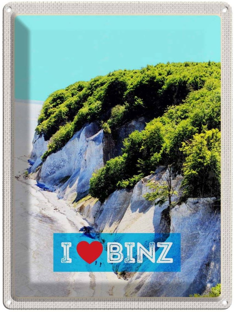 Blechschild 40x30 cm Binz Deutschland Natur Strand Wälder Bildmotiv Reisemotiv Abenteuer Reisen Urlaub