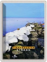 Blechschild 40x30 cm Timmendorfer Strand Urlaub Steine Schnee Meer Bildmotiv Reisemotiv Abenteuer Reisen Europa
