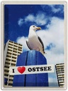 Blechschild 40x30 cm Ostsee Möwen Hochhaus Strand Bildmotiv Reisemotiv Abenteuer Reisen Urlaub