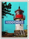 Blechschild 40x30 cm Hiddensee Leuchtturm Strand Meer Bildmotiv Reisemotiv Abenteuer Reisen Europa Urlaub