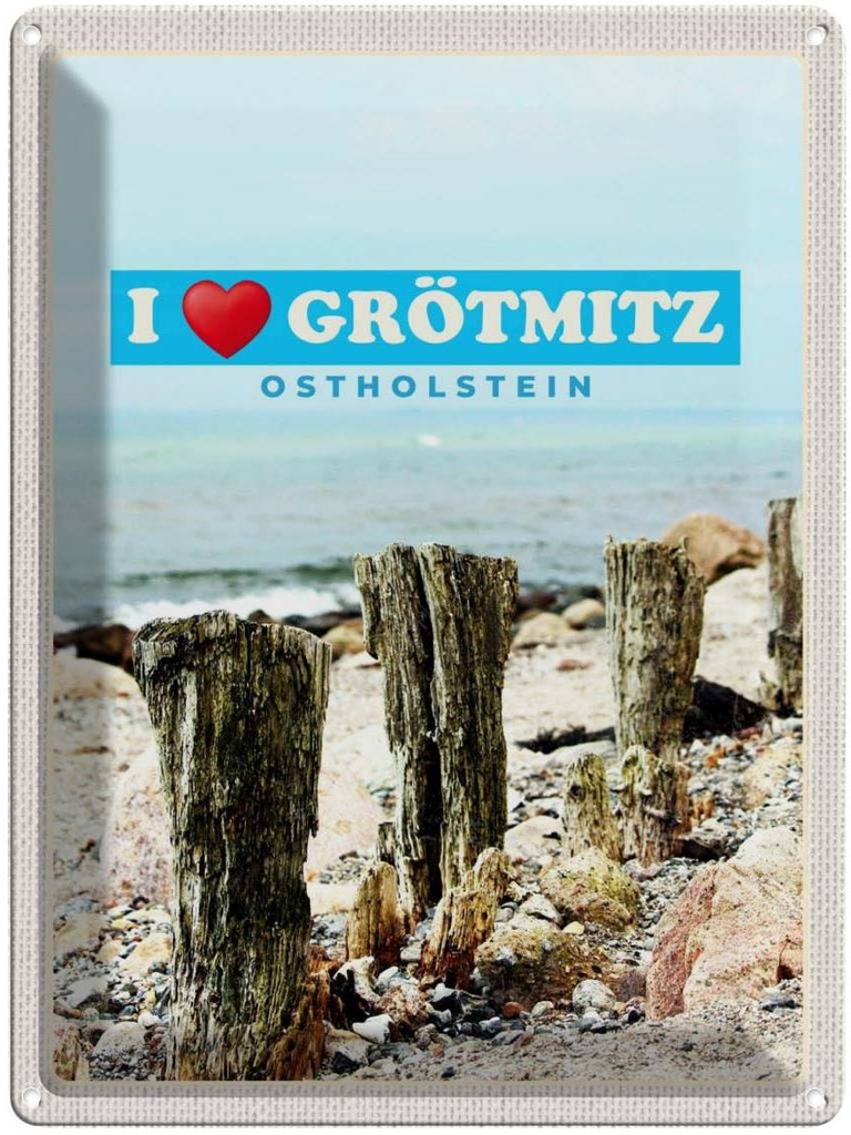 Blechschild 40x30 cm Grötmitz Ostholstein Urlaub Meer Sand Strand Bildmotiv Reisemotiv Abenteuer Reisen Europa