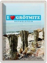 Blechschild 40x30 cm Grötmitz Ostholstein Urlaub Meer Sand Strand Bildmotiv Reisemotiv Abenteuer Reisen Europa