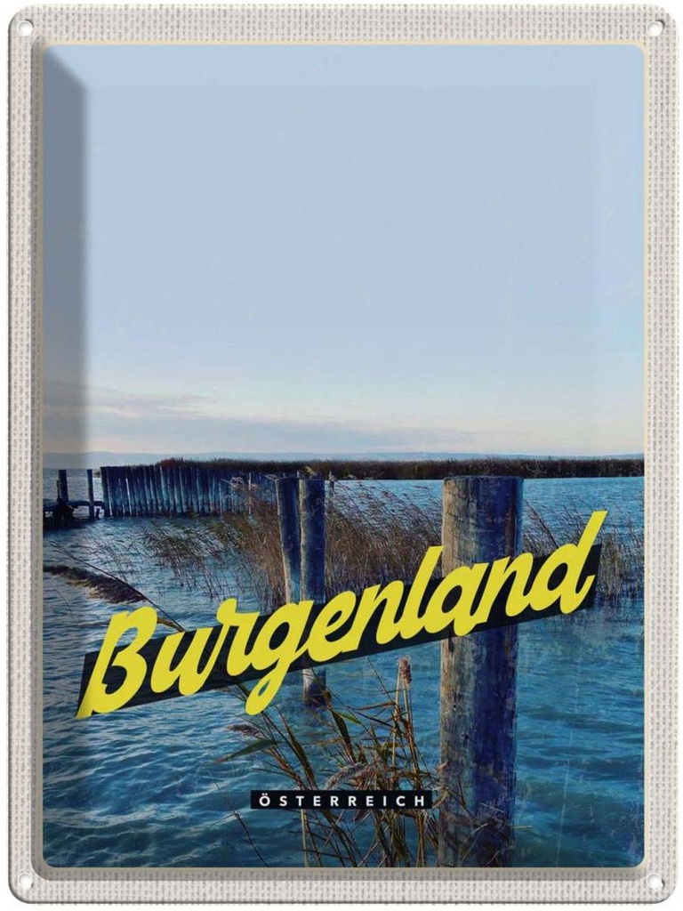 Blechschild 40x30 cm Burgenland Österreich Strand Bildmotiv Reisemotiv Abenteuer Reisen Europa Urlaub