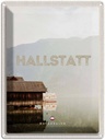 Blechschild 40x30 cm Hallstatt Österreich Reisen Urlaub See Berge Boot Bildmotiv Reisemotiv Essen Trinken Abenteuer