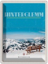 Blechschild 40x30 cm Österreich Gebirge Urlaub Schnee Bank Winter Bildmotiv Reisemotiv Abenteuer Reisen Europa