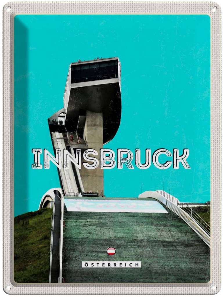 Blechschild 40x30 cm Innsbruck Österreich Aussicht Bildmotiv Reisemotiv Abenteuer Reisen Straße Stadt Urlaub