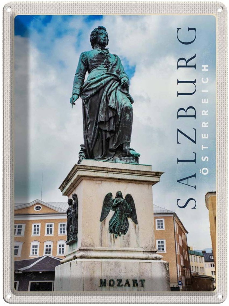 Blechschild 40x30 cm Salzburg Mittelalter Skulptur Altstadt Bildmotiv Reisemotiv Abenteuer Reisen Europa Urlaub