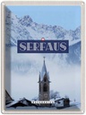 Blechschild 40x30 cm Serfhaus Schnee Urlaub Berge Kirche Winter Bildmotiv Reisemotiv Abenteuer Reisen Europa