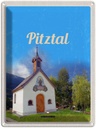 Blechschild 40x30 cm Pitztal Kirche Österreich Natur Bildmotiv Reisemotiv Abenteuer Reisen Europa Urlaub