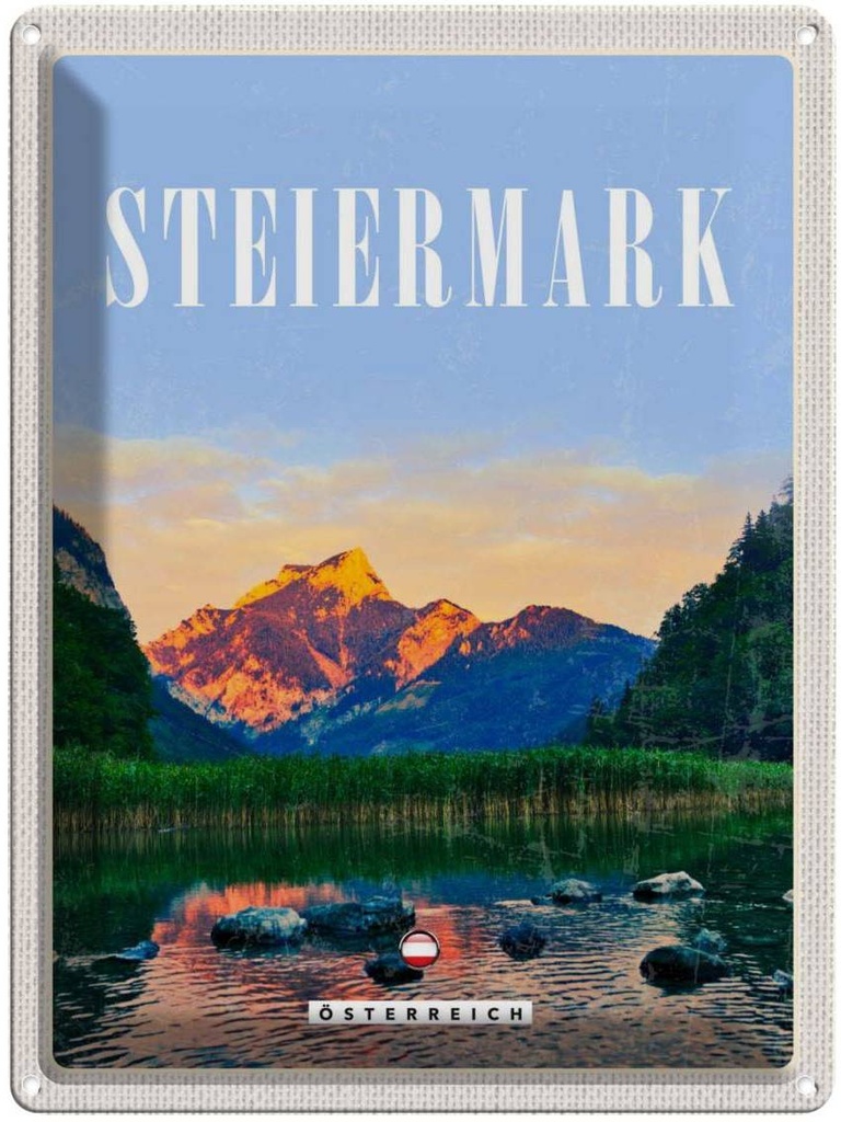 Blechschild 40x30 cm Steiermark ÖsterreichSee Natur Bildmotiv Reisemotiv Abenteuer Reisen Europa Urlaub