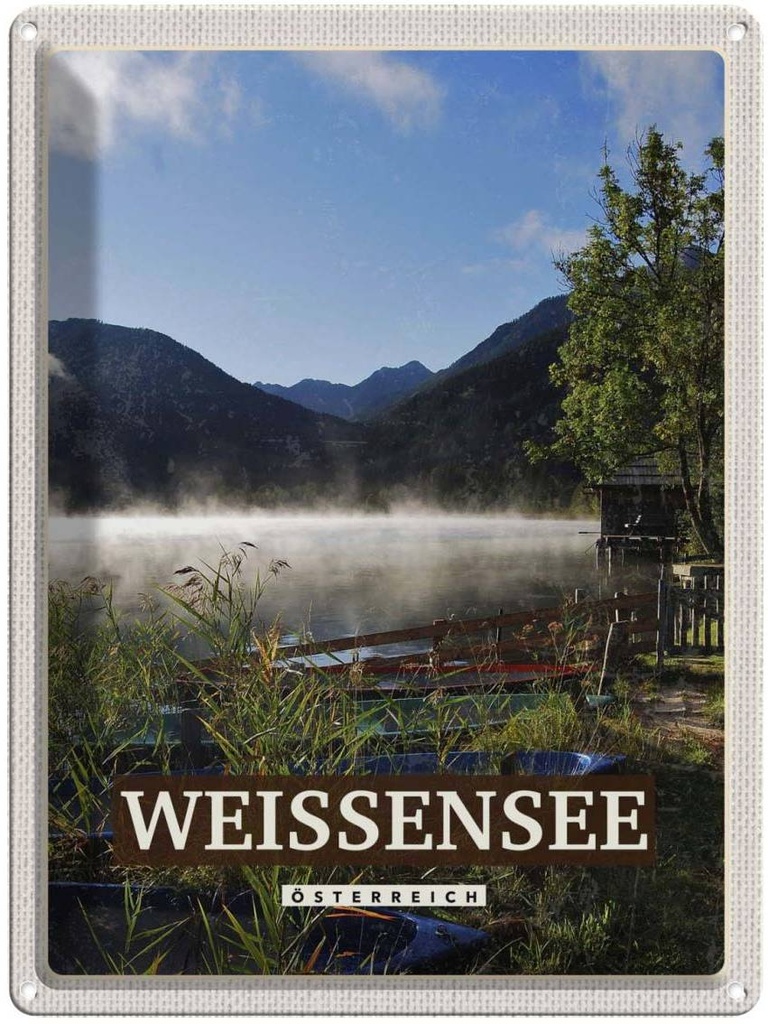 Blechschild 40x30 cm WeissenseeSee Wälder Natur Bildmotiv Reisemotiv Abenteuer Reisen Urlaub