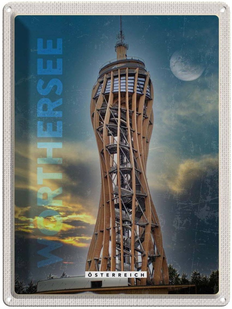 Blechschild 40x30 cm Wörthersee Pyramidenkogel Österreich Bildmotiv Reisemotiv Abenteuer Reisen Europa Urlaub