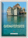 Blechschild 40x30 cm Genfersee Sommerschwimmen Bildmotiv Reisemotiv Abenteuer Reisen Urlaub
