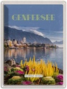 Blechschild 40x30 cm GenferseeNaturliebe Riesenrad Bildmotiv Reisemotiv Abenteuer Reisen Europa Urlaub