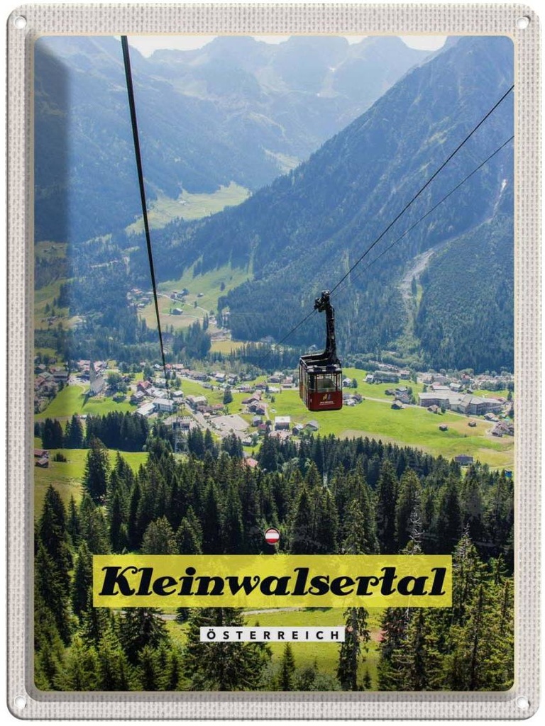 Blechschild 40x30 cm Kleinwalsertal Österreich Gondel Natur Bildmotiv Reisemotiv Abenteuer Reisen Europa Urlaub