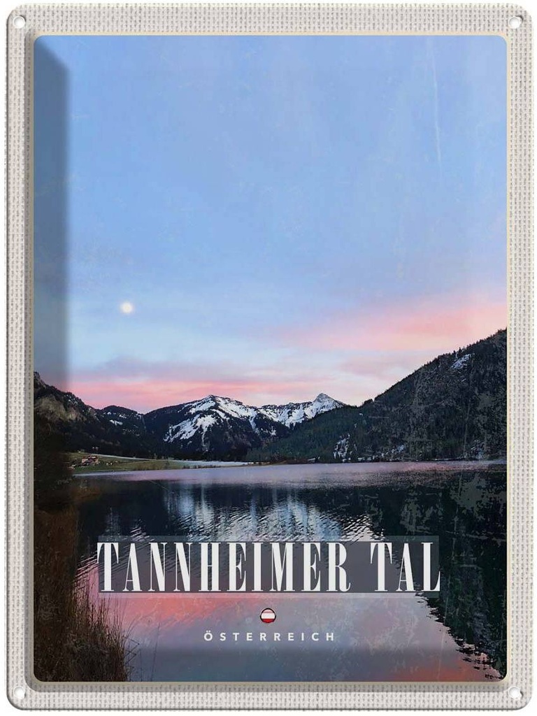 Blechschild 40x30 cm Tannheimer Tal Urlaub See Natur Sonnenaufgang Bildmotiv Reisemotiv Abenteuer Reisen Europa