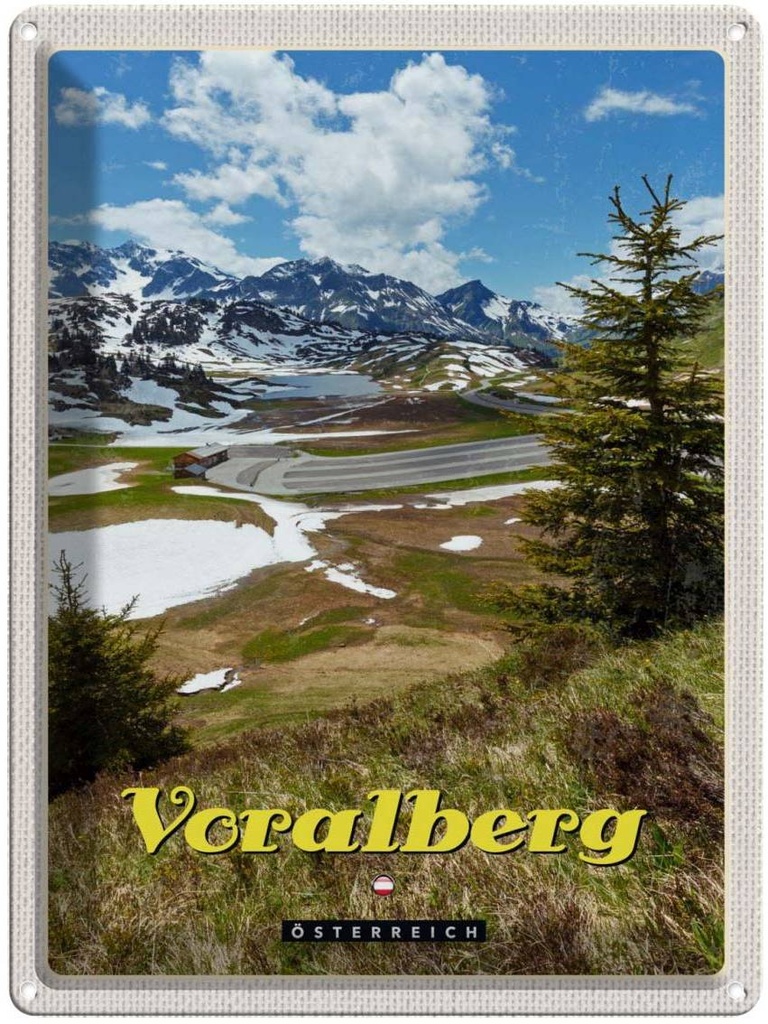 Blechschild 40x30 cm Voralberg Österreich Natur Wald Bildmotiv Reisemotiv Abenteuer Reisen Europa Urlaub