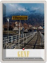 Blechschild 40x30 cm Villeneuve-Genf Schweiz wandern Bildmotiv Reisemotiv Abenteuer Reisen Europa Urlaub