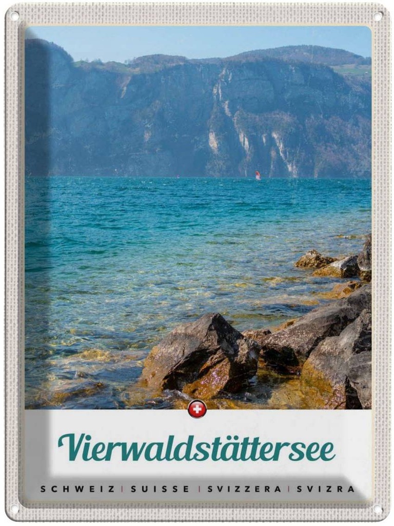 Blechschild 40x30 cm Vierwaldstättersee See Schweiz Natur Bildmotiv Reisemotiv Abenteuer Reisen Europa Urlaub