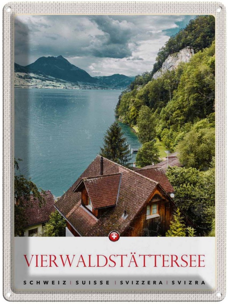Blechschild 40x30 cm Vierwaldstättersee Schweiz Natur Bildmotiv Reisemotiv Abenteuer Reisen Europa Urlaub