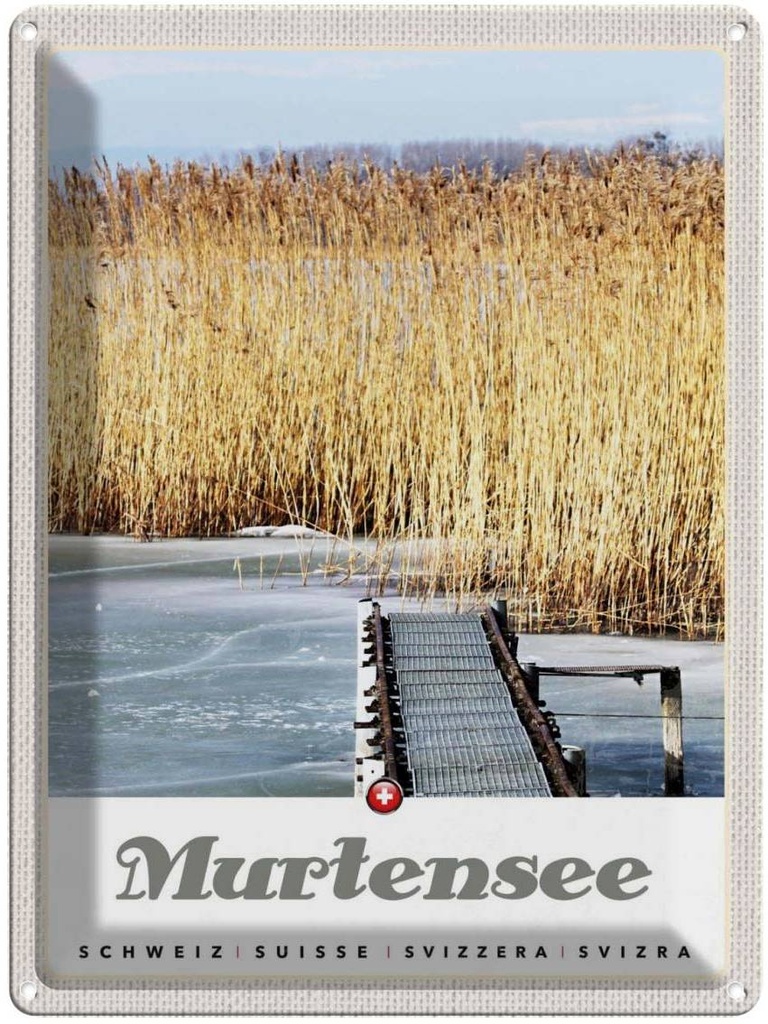 Blechschild 40x30 cm Murtensee Österreich Radtour Natur Bildmotiv Reisemotiv Abenteuer Reisen Europa Urlaub