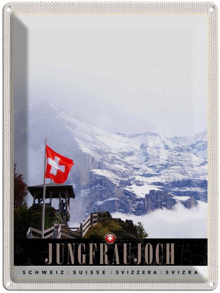 Blechschild 40x30 cm Jungfraujoch Schweiz Wintertraum Natur Bildmotiv Reisemotiv Abenteuer Reisen Europa Urlaub