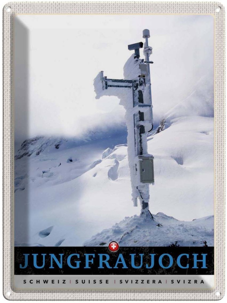 Blechschild 40x30 cm Jungfraujoch Schweiz Winterzeit Natur Bildmotiv Reisemotiv Abenteuer Reisen Europa Urlaub