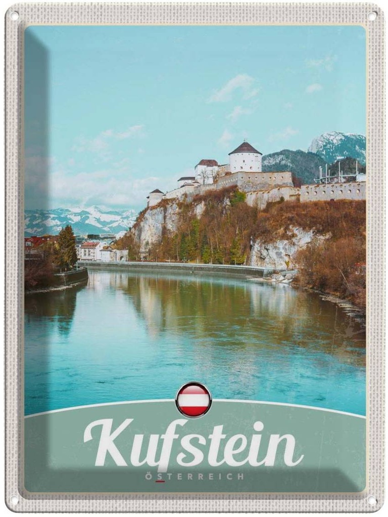 Blechschild 40x30 cm Kufstein Wald Wanderung Natur Bildmotiv Reisemotiv Abenteuer Reisen Urlaub