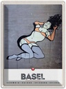 Blechschild 40x30 cm Basel Schweiz nackte Frau Graffiti Bildmotiv Reisemotiv Abenteuer Reisen Urlaub