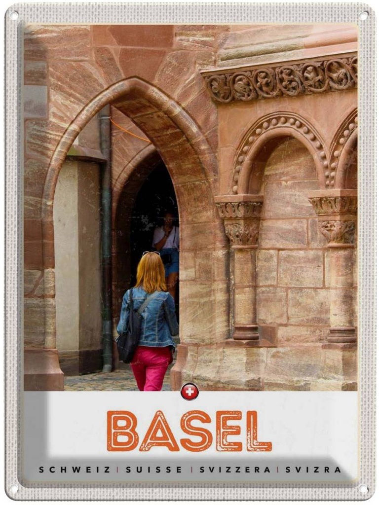 Blechschild 40x30 cm Basel SchweizStadttour Ansicht Bildmotiv Reisemotiv Abenteuer Reisen Urlaub