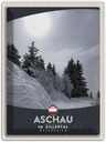 Blechschild 40x30 cm Aschau im Zillertal Österreich Schnee Bildmotiv Reisemotiv Abenteuer Reisen Urlaub