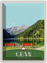 Blechschild 40x30 cm Grän Österreich Europa Urlaub rote Bank Wälder Natur Bildmotiv Reisemotiv Abenteuer Reisen