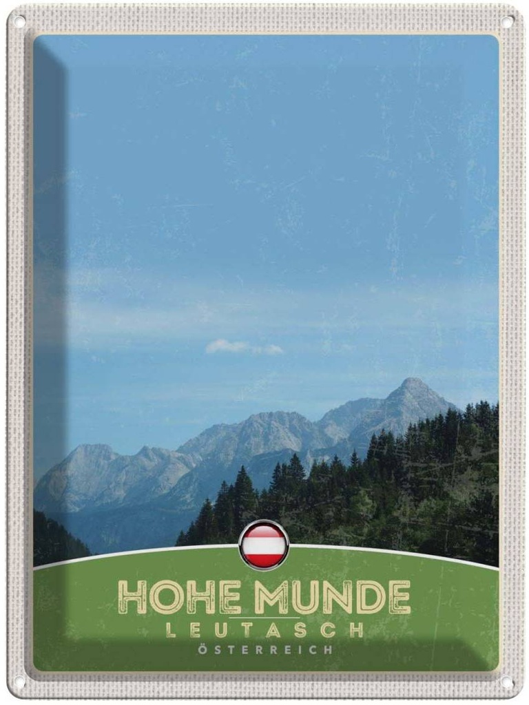 Blechschild 40x30 cm Hohe Munde Urlaub Leutasch Wälder Österreich Bildmotiv Reisemotiv Abenteuer Reisen Europa
