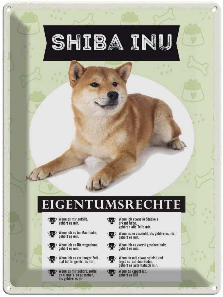 Blechschild 40x30 cm Shiba Inu Eigentumsrechte Dekoration Hund