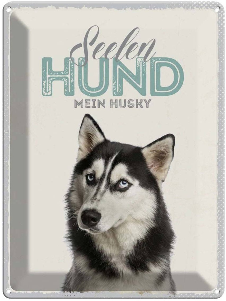 Blechschild 40x30 cm Seelen Hund mein Husky Tier Haustier