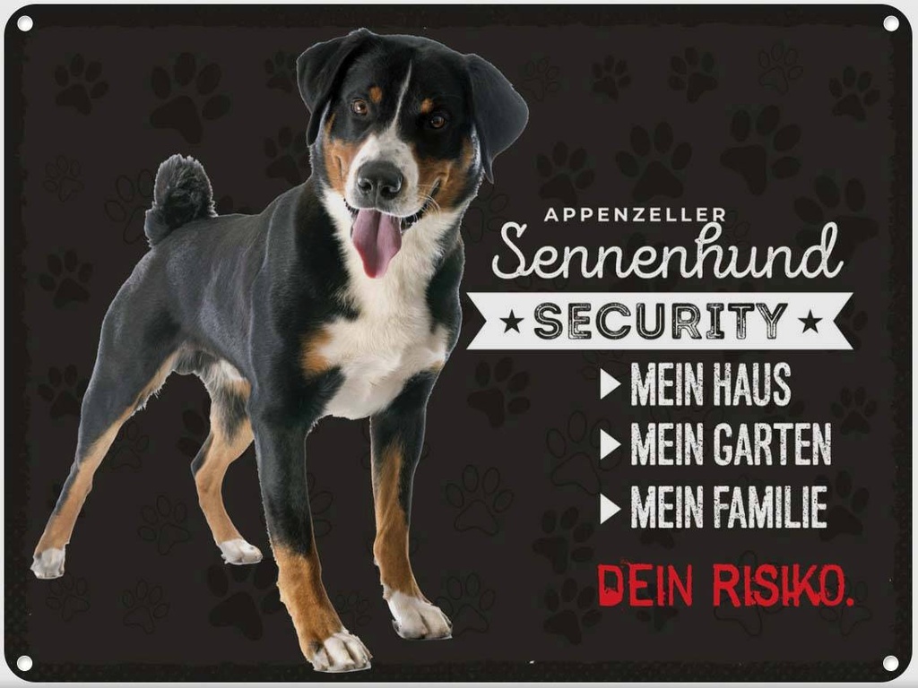 Blechschild 30x40 cm Sennenhund Security mein Haus Tier Haustier Hund